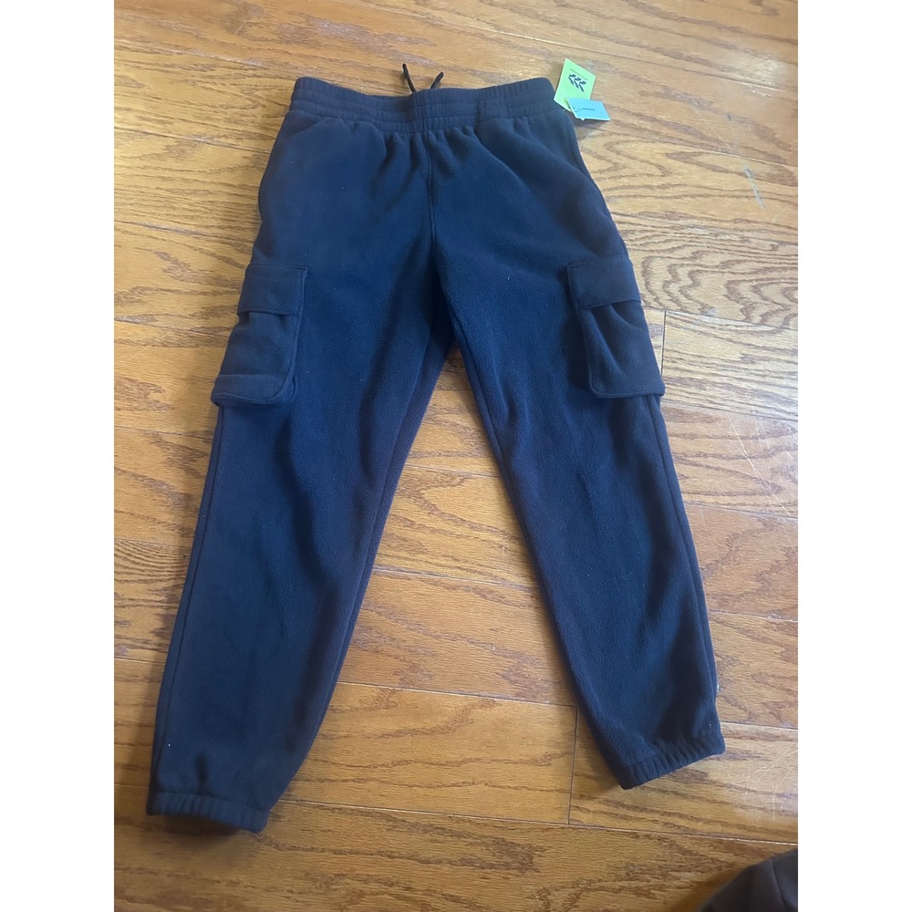 All in Motion Kids Microfleece Jogger Pants Black Cargo Pockets Size M 8 NWT